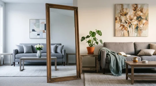 Contraste visual entre un salón perfectamente estilizado y un rincón cálido y habitado de la misma casa, simbolizando la diferencia entre imagen y alma.